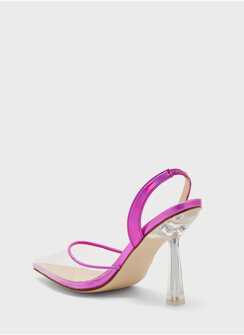 Ginger - Metallic Trim Clear Front Pointed Pump - Image 1