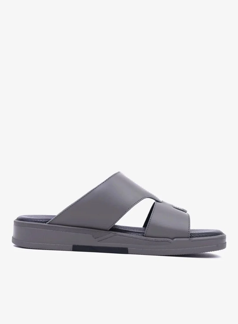 اومو كافالير UOMO CAVALIER Men's Leather Sandals with Cut-Out Detail Grey
