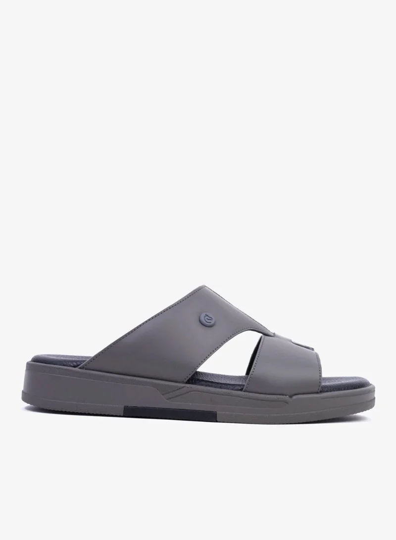 اومو كافالير UOMO CAVALIER Men's Leather Sandals with Cut-Out Detail Grey