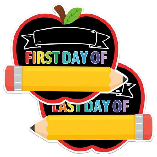 JUESMOS First and Last Day of School Chalkboard, 9.5"x11.8" Double Sided Pencil Back to School Sign for Kids Girls Boys Reusable 1st Day of Kindergarten Preschool Photo Props Sign - Image 1