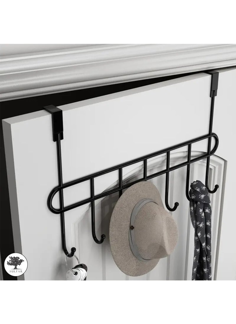 sulfar MS Bathroom Door Hanger Hooks, Ideal for Clothes Durable and Versatile Door Hanging Accessory Black (7 Hook, Pack of 1) Black  - Image 3