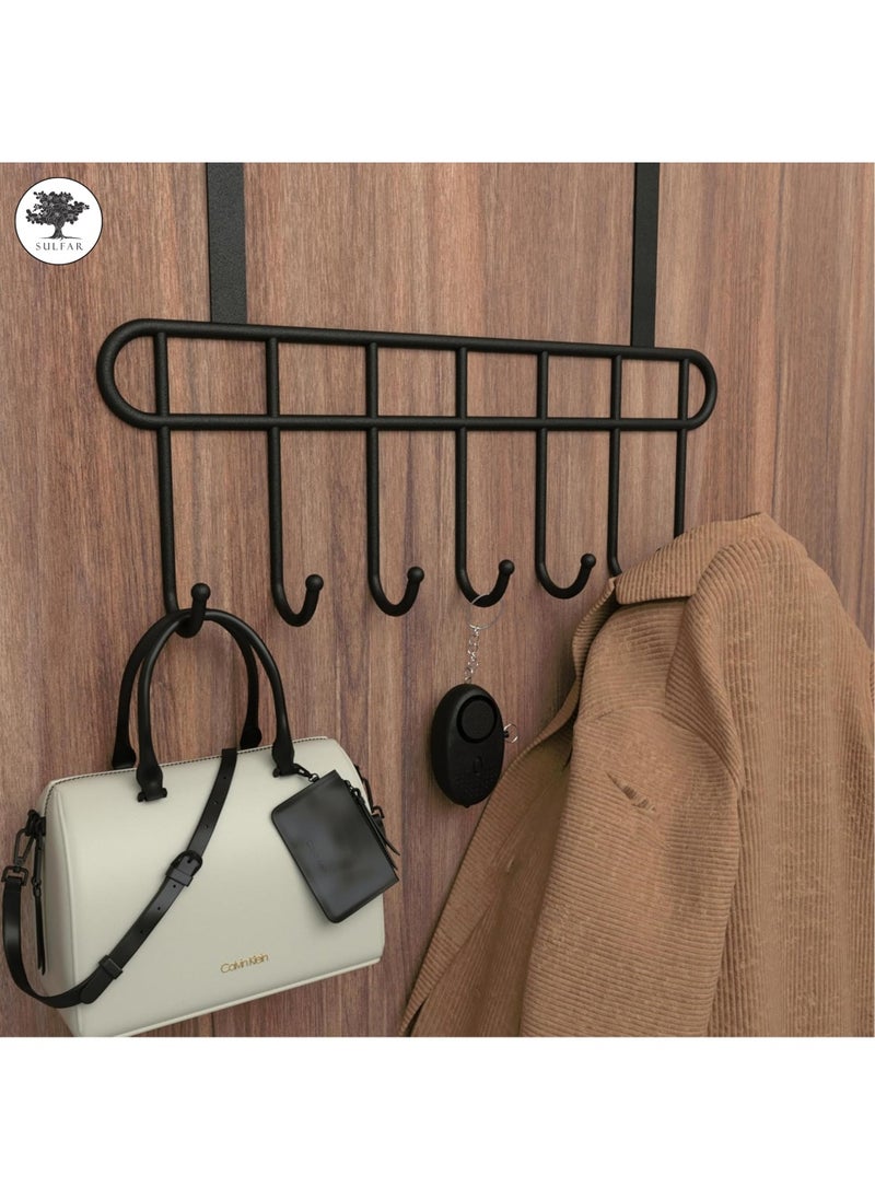 sulfar MS Bathroom Door Hanger Hooks, Ideal for Clothes Durable and Versatile Door Hanging Accessory Black (7 Hook, Pack of 1) Black  - Image 5
