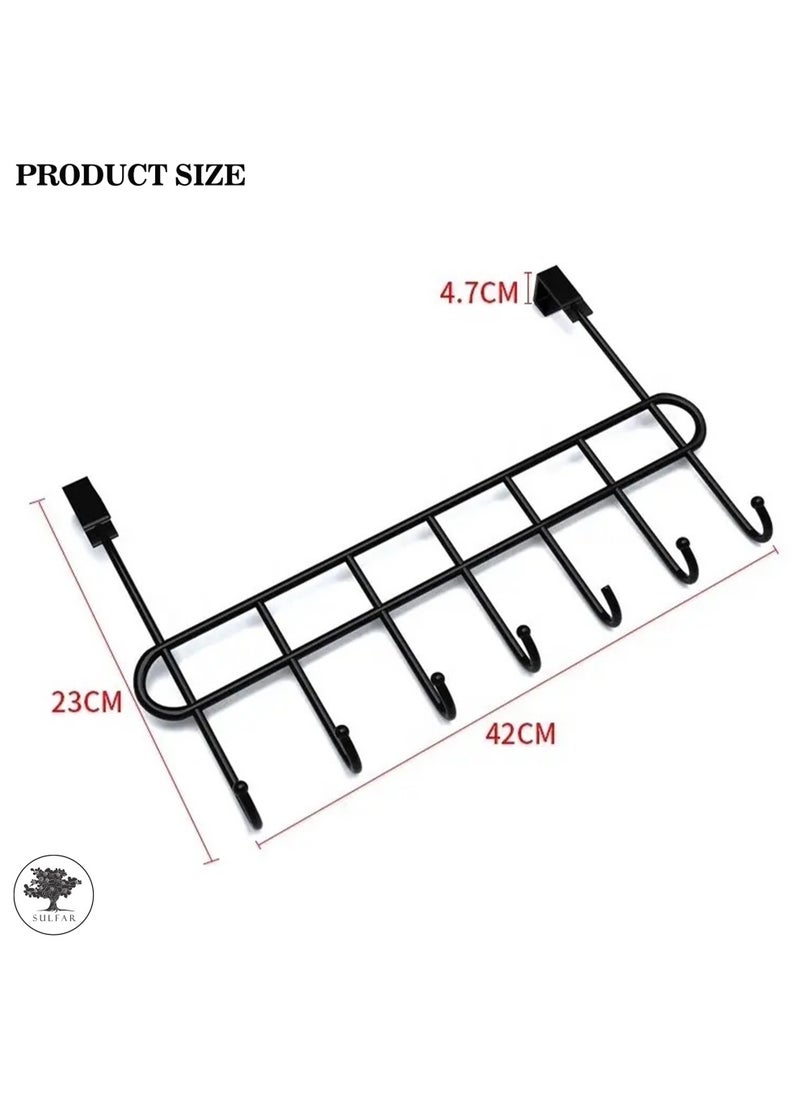 sulfar MS Bathroom Door Hanger Hooks, Ideal for Clothes Durable and Versatile Door Hanging Accessory Black (7 Hook, Pack of 1) Black  - Image 2