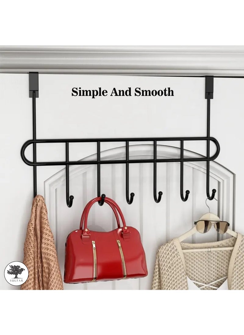 sulfar MS Bathroom Door Hanger Hooks, Ideal for Clothes Durable and Versatile Door Hanging Accessory Black (7 Hook, Pack of 1) Black  - Image 4