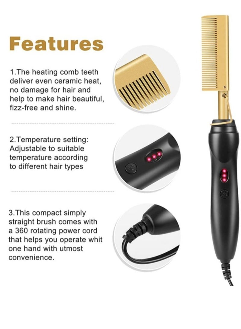 Heating Comb Straightener Electric Hot Comb Flat Iron Hair Straightening Brush Smoothing Iron Comb Hair Straightener Brush - Image 4