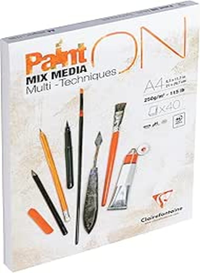 Clairefontaine paint'on multi-technique pad, 250 g, a4, 40 sheets, white 96537c