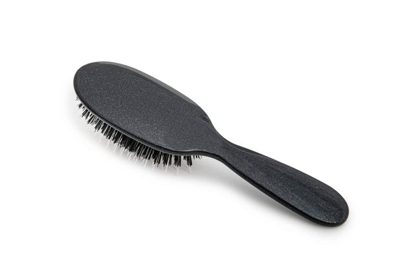 Rock & Ruddle Natural Mixed Boar Bristle Hair Brush for Women and Kids (Small 6.9") - Perfect for Wet or Dry Hair, Detangling Smoothing Blowdrying - Designed & Made in UK - Black Stardust Design - Image 1