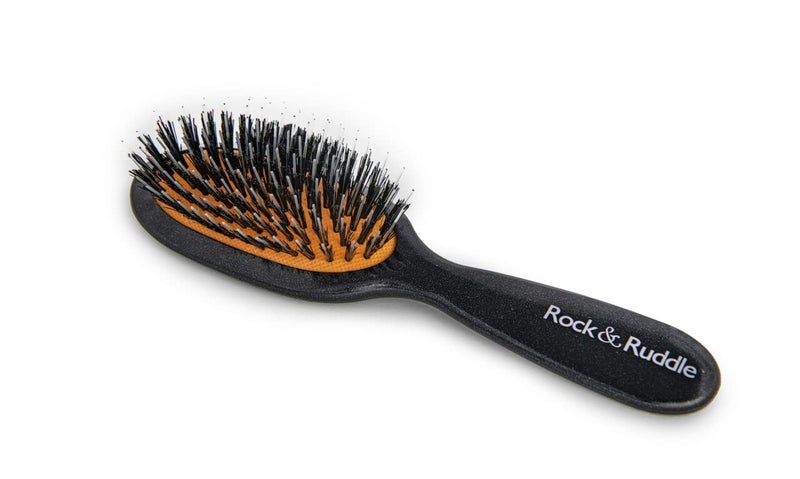 Rock & Ruddle Natural Mixed Boar Bristle Hair Brush for Women and Kids (Small 6.9") - Perfect for Wet or Dry Hair, Detangling Smoothing Blowdrying - Designed & Made in UK - Black Stardust Design - Image 2