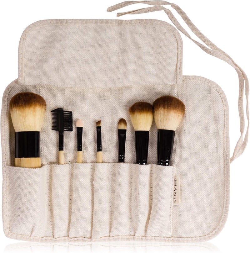 SHANY Bamboo Brush Set with Premium Synthetic Hair, Bamboo Handles and Cotton Pouch - Image 3