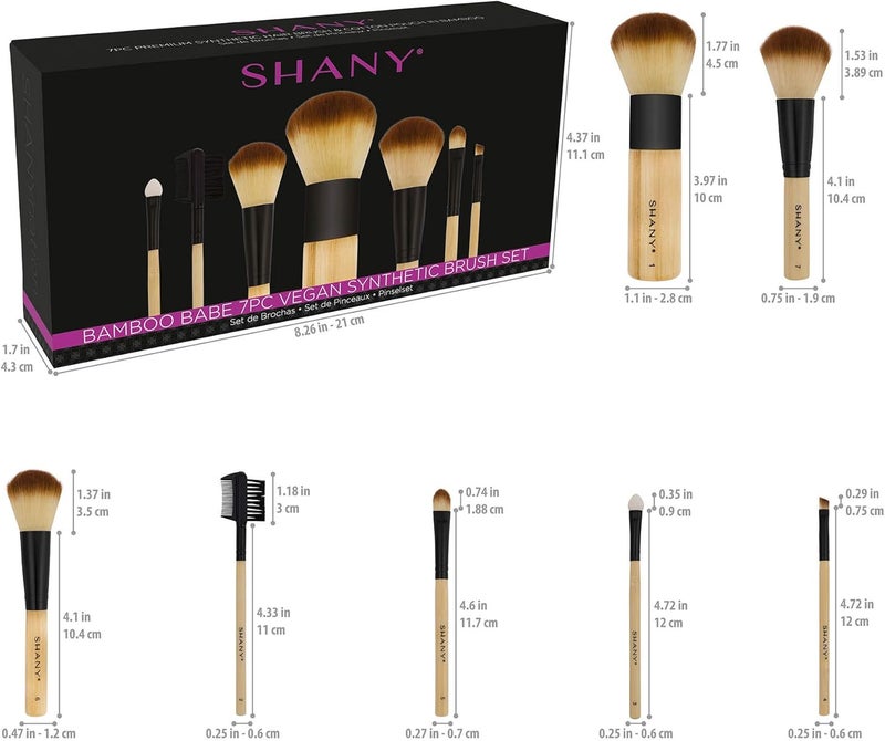 SHANY Bamboo Brush Set with Premium Synthetic Hair, Bamboo Handles and Cotton Pouch - Image 4