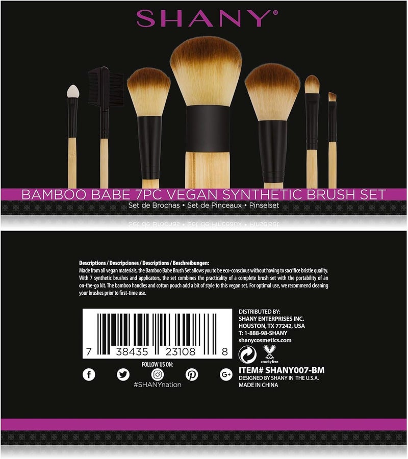 SHANY Bamboo Brush Set with Premium Synthetic Hair, Bamboo Handles and Cotton Pouch - Image 2