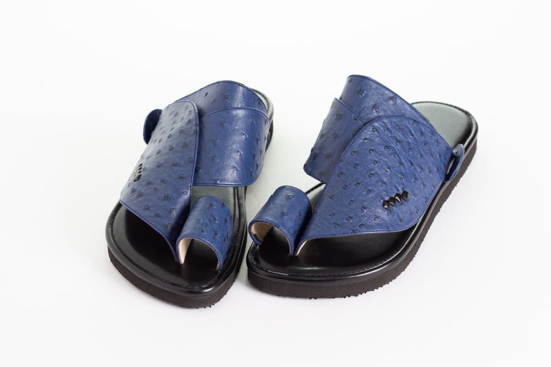 Eastern Sandal Zubairiya Naal | Made in Saudi Arabia | Blue Ostrich Leg