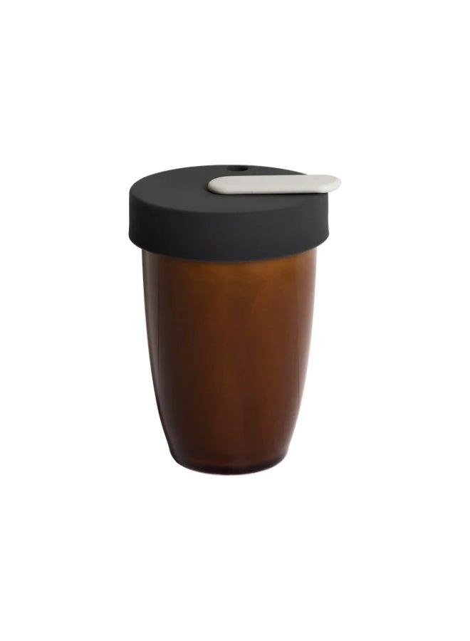 Loveramics Nomad 250ml Double Walled Mug Caramel, Premium Porcelain Travel Coffee Mug with Silicone Lid Designed by Simon Stevens