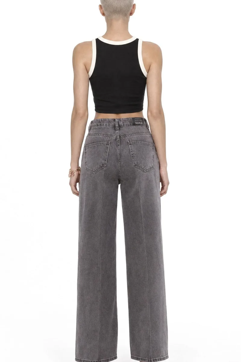 Squalo Dark Grey SQUALO Cotton Pants for Women | Best Price UAE
