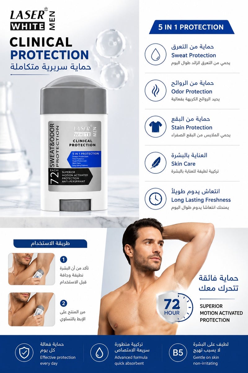 laser white Clinical Protection  Antiperspirant Deodorant 75g - Image 2