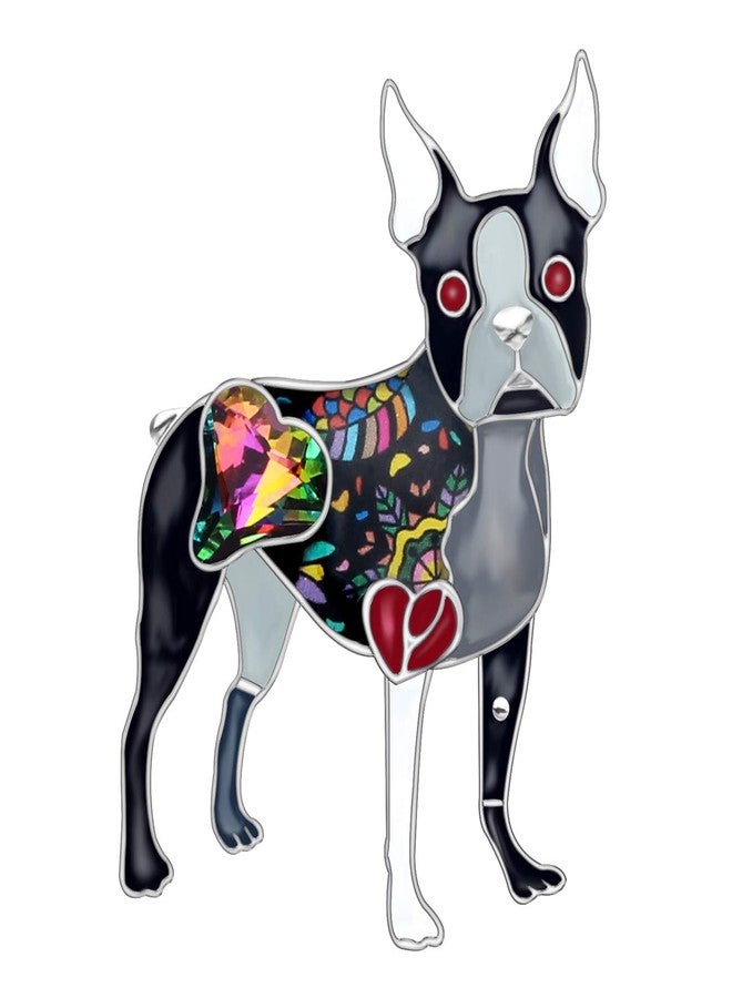 DUOWEI Cute Enamel Dog Brooch Fashion Pet Pins Jewelry Dog Gifts (Black Boston Terrier) - Image 1