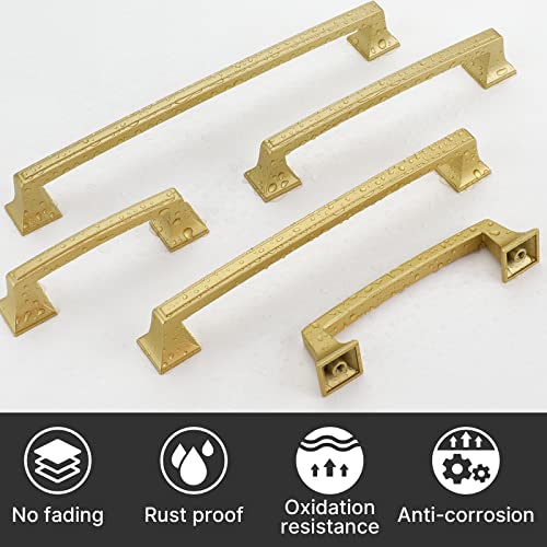 Haidms 10 Pack Cabinet Handles Gold Cabinet Pulls 3 Inch Hole Center Drawer Pulls Modern Square Dresser Handles for Bathroom Kitchen Bedroom, Zinc Alloy - Image 4
