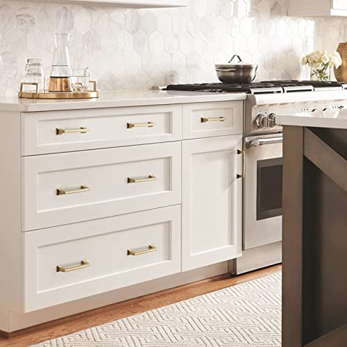Haidms 10 Pack Cabinet Handles Gold Cabinet Pulls 3 Inch Hole Center Drawer Pulls Modern Square Dresser Handles for Bathroom Kitchen Bedroom, Zinc Alloy - Image 5