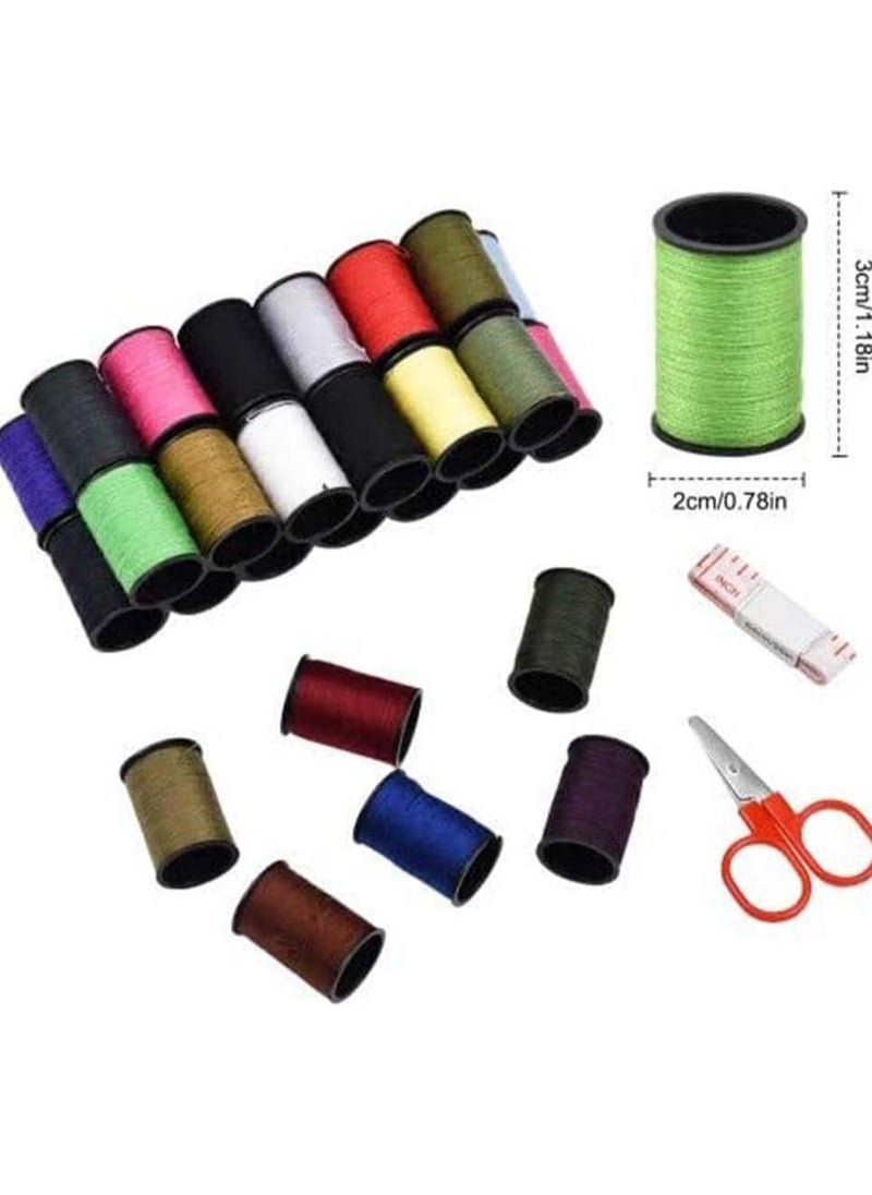 SYOSI - Sewing Thread Tools Kit 64 Rolls Machine Thread Spools and Sewing Bobbins Sewing Accessories with Scissors Thimble Threader Tape Measure and 30pcs Needles Multi-Color - Image 1