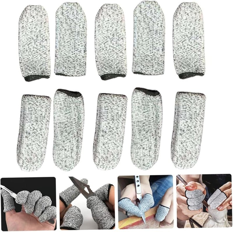 أكمام أصابع مقاومة للقطع 10 قطع، مرنة وقابلة للتنفس، واقيات إبهام آمنة للمطبخ - Image 3