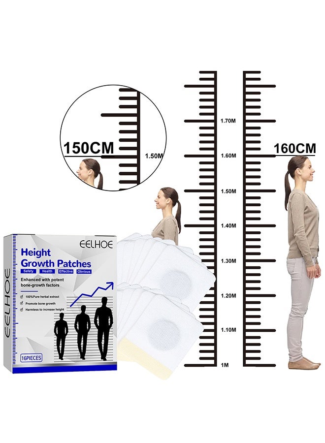 EELHOE Height Growth Patches， Plant Heightening Patch, Plantar Acupoint Stimulation， Plant Extracts Promote Bone Growth ， Plantar Acupoints Stimulate Healthy Height Growth Care Patch 16Pieces - Image 1