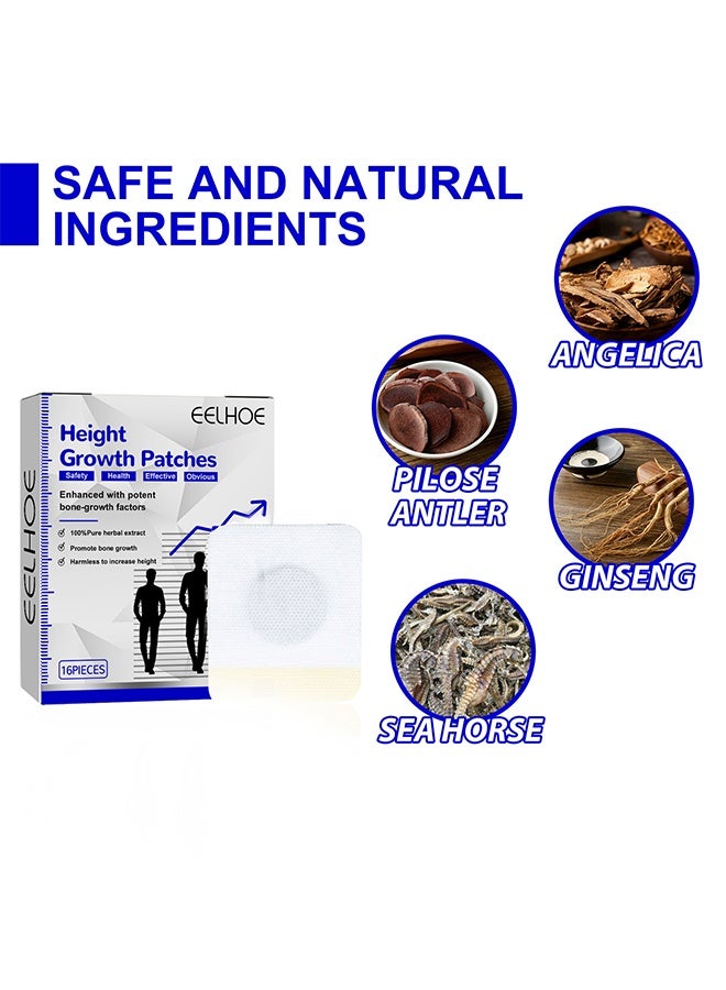 EELHOE Height Growth Patches， Plant Heightening Patch, Plantar Acupoint Stimulation， Plant Extracts Promote Bone Growth ， Plantar Acupoints Stimulate Healthy Height Growth Care Patch 16Pieces - Image 2
