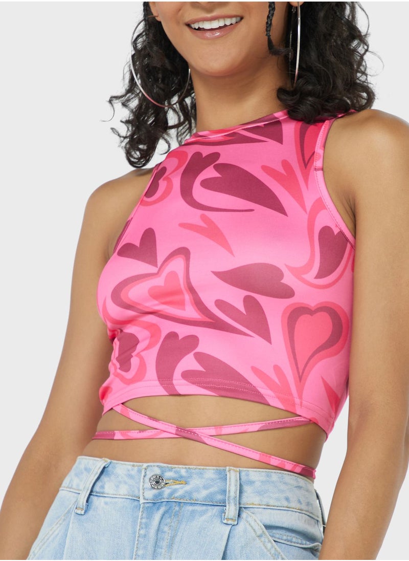 Ginger - Tie Up Heart Print Vest - Image 1