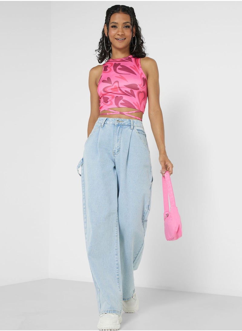 Ginger - Tie Up Heart Print Vest - Image 1