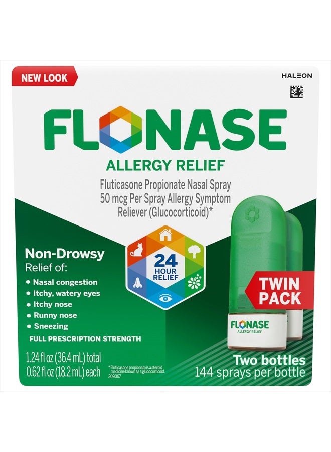 FLONASE Pack Of 2 Allergy Relief Nasal Spray 24 Hour Non Drowsy Allergy Medicine Metered Nasal Spray 144 Sprays - Image 1