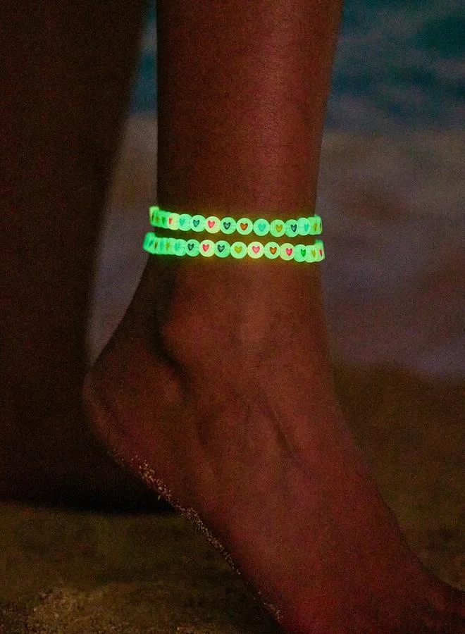 تايك تو Set of 2 - Glow-in-the-Dark Heart Anklet
