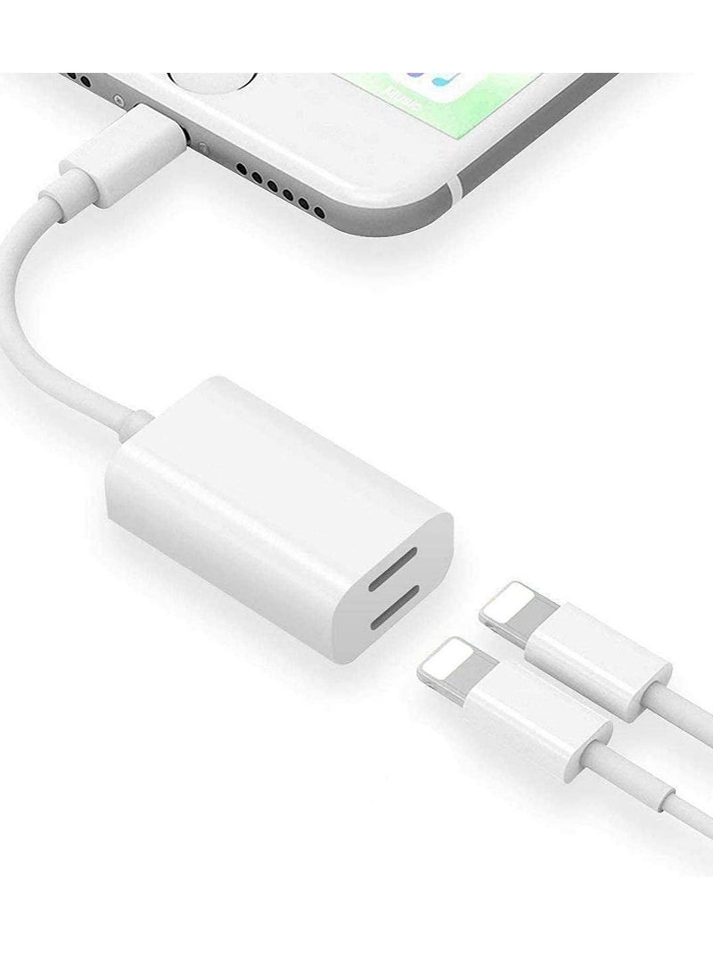 [Apple MFi Certified] iPhone Adapter & Splitter, 2 in 1 Dual Lightning Headphone Jack Aux Audio & Charge Adapter Dongle for iPhone 13/12/SE/11/XS/XR/X/8/7 Support Call + Charge + Sync + Music Control - Image 1