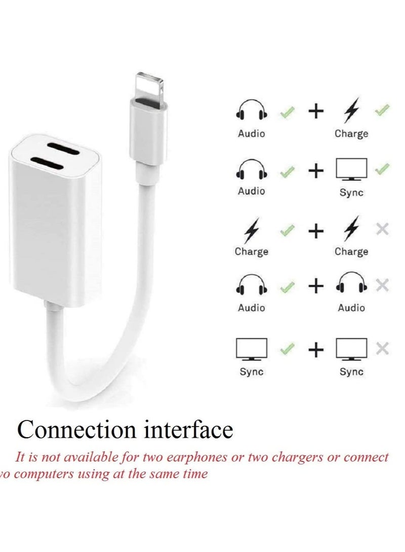 [Apple MFi Certified] iPhone Adapter & Splitter, 2 in 1 Dual Lightning Headphone Jack Aux Audio & Charge Adapter Dongle for iPhone 13/12/SE/11/XS/XR/X/8/7 Support Call + Charge + Sync + Music Control - Image 2