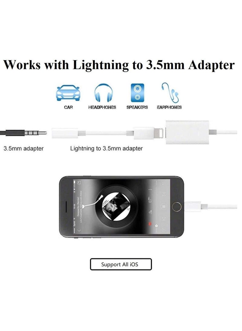 [Apple MFi Certified] iPhone Adapter & Splitter, 2 in 1 Dual Lightning Headphone Jack Aux Audio & Charge Adapter Dongle for iPhone 13/12/SE/11/XS/XR/X/8/7 Support Call + Charge + Sync + Music Control - Image 3