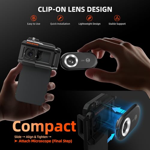 Spider Farmer Phone Microscope, 200X Magnification Portable Microscope with LED UV Light CPL Lens for iPhone & Android Phone Zoom Lens Attachment for Plants/Coins/Jewelry - Image 5