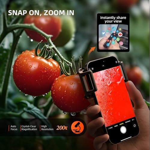 Spider Farmer Phone Microscope, 200X Magnification Portable Microscope with LED UV Light CPL Lens for iPhone & Android Phone Zoom Lens Attachment for Plants/Coins/Jewelry - Image 3