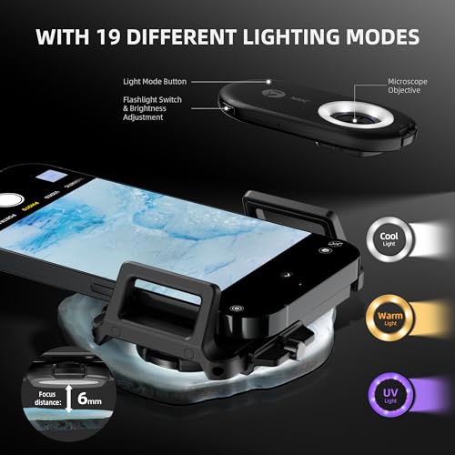 Spider Farmer Phone Microscope, 200X Magnification Portable Microscope with LED UV Light CPL Lens for iPhone & Android Phone Zoom Lens Attachment for Plants/Coins/Jewelry - Image 4