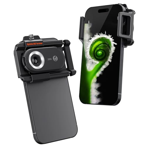 Spider Farmer Phone Microscope, 200X Magnification Portable Microscope with LED UV Light CPL Lens for iPhone & Android Phone Zoom Lens Attachment for Plants/Coins/Jewelry - Image 1