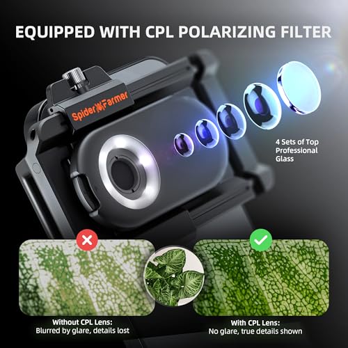 Spider Farmer Phone Microscope, 200X Magnification Portable Microscope with LED UV Light CPL Lens for iPhone & Android Phone Zoom Lens Attachment for Plants/Coins/Jewelry - Image 2