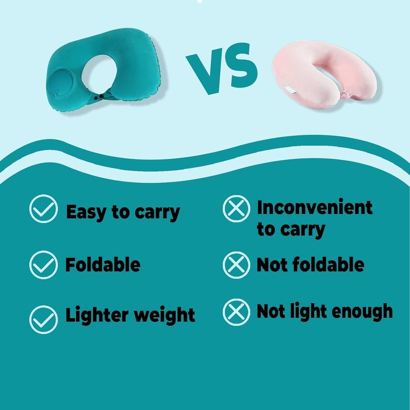 Ultra Small Inflatable Travel Pillow, U-Shaped Inflatable Pillow, Comfortable Inflation Pillow for Neck and Lumbar Support for Camping, Compressible Neck Travel Pillow - Image 5