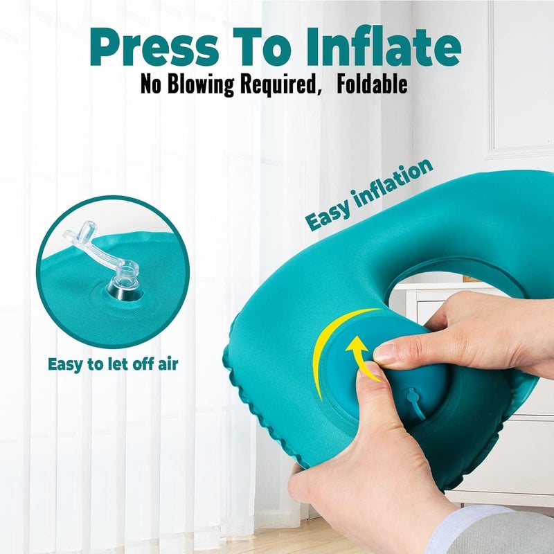 Ultra Small Inflatable Travel Pillow, U-Shaped Inflatable Pillow, Comfortable Inflation Pillow for Neck and Lumbar Support for Camping, Compressible Neck Travel Pillow - Image 4