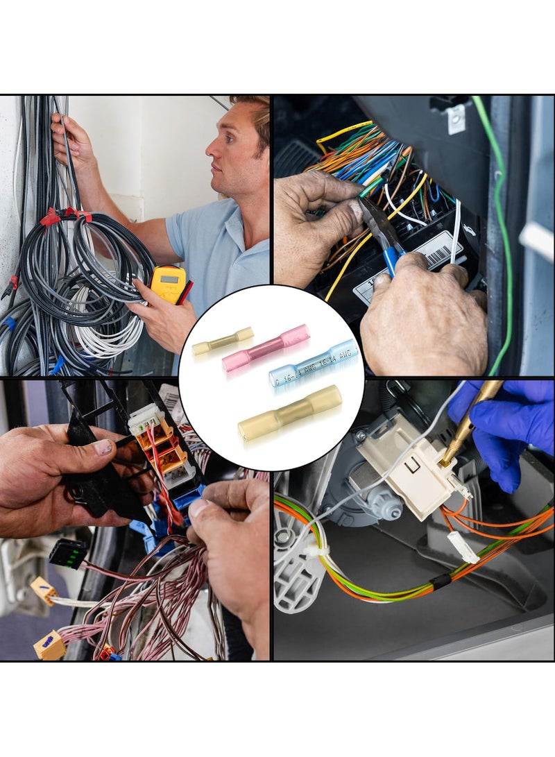 Heat Shrink Connectors - Electrical Wire Connectors Kit - Insulated Waterproof Marine Automotive Wire Crimp Terminals - AWG 26 – 10 4 Sizes Splice (100 Pcs)
