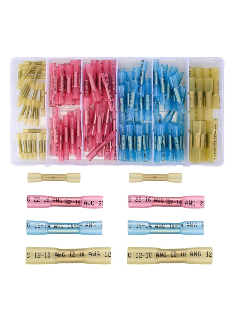 Excefore Heat Shrink Connectors - Electrical Wire Connectors Kit - Insulated Waterproof Marine Automotive Wire Crimp Terminals - AWG 26 – 10 4 Sizes Splice (100 Pcs)  - Image 1