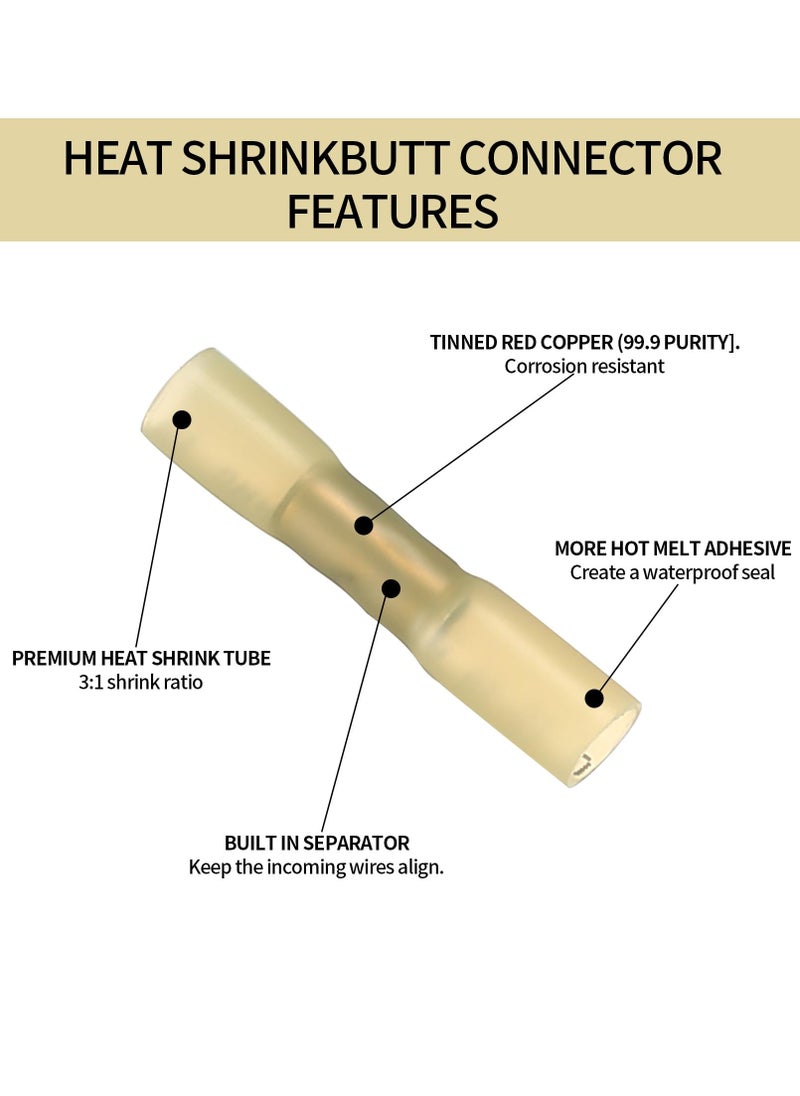 Excefore Heat Shrink Connectors - Electrical Wire Connectors Kit - Insulated Waterproof Marine Automotive Wire Crimp Terminals - AWG 26 – 10 4 Sizes Splice (100 Pcs)  - Image 4