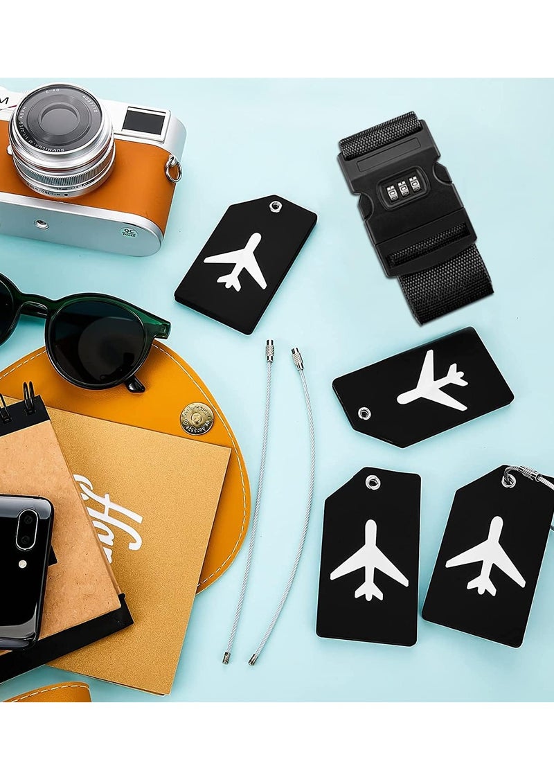 Yoawllty 4 Packs Luggage Straps and Tags Set with Name ID Cards and Adjustable Locking Buckle, Packing Travel Luggage Strap Set for Travel(Black)  - Image 4