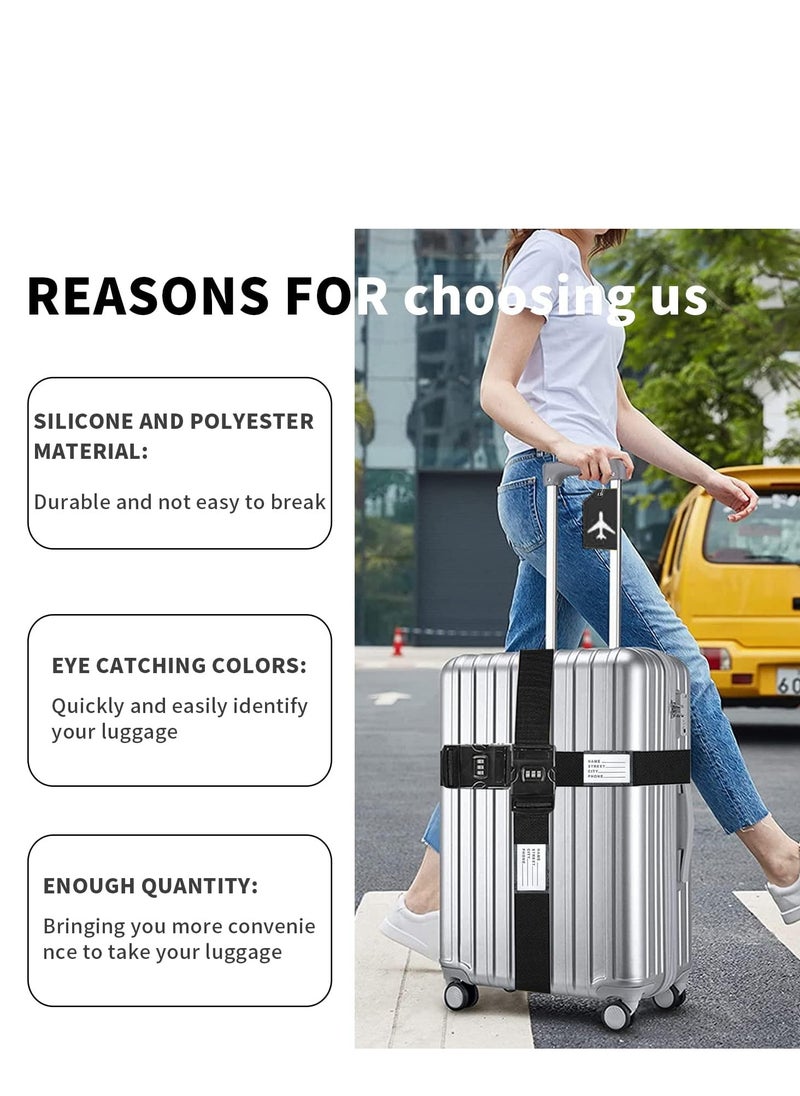 Yoawllty 4 Packs Luggage Straps and Tags Set with Name ID Cards and Adjustable Locking Buckle, Packing Travel Luggage Strap Set for Travel(Black)  - Image 5