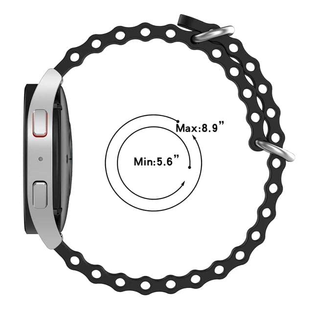 INEFABLE 22mm Ocean SmartWatch Band Strap For Noise halo, Colorfit Pro 3,Colorfit Ultra,Oneplus Watch,Fossil Gen 5E 44mm, Gen 5(44mm),firebolt Invincible Plus,Legacy,cobra - Pack Of 1 (Black) - Image 3
