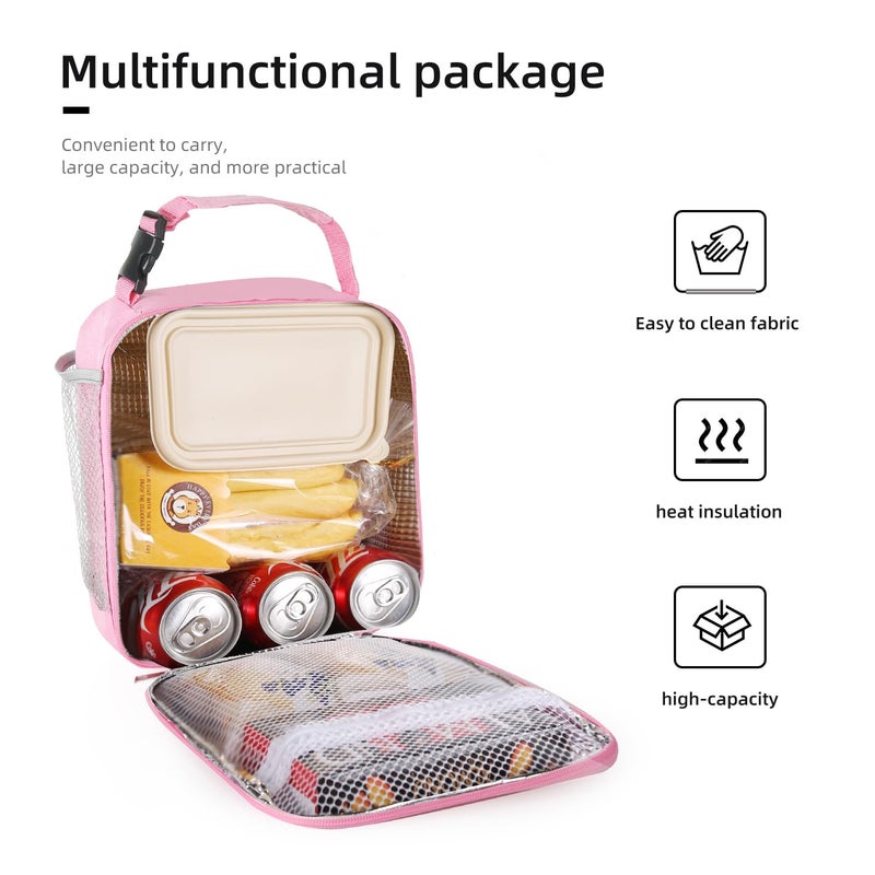 Lovoeo Lunch box Lunch bag for men women Insulated Lunchbox Lunch bags for Work Picnic Travel (Pink) - Image 3