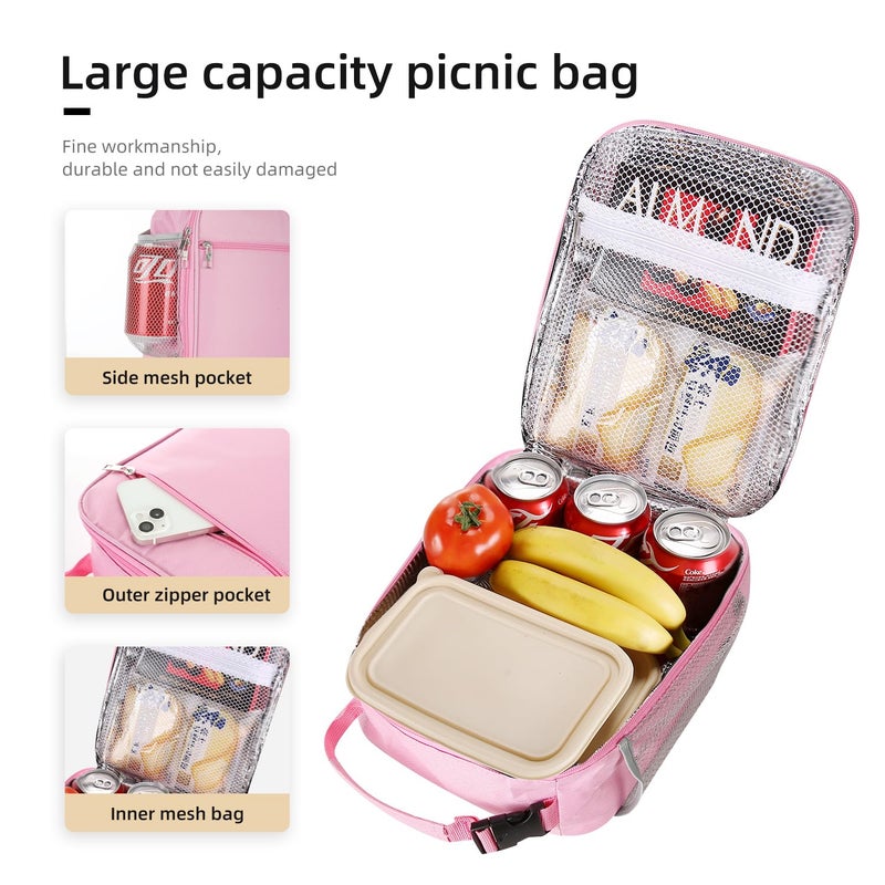 Lovoeo Lunch box Lunch bag for men women Insulated Lunchbox Lunch bags for Work Picnic Travel (Pink) - Image 4