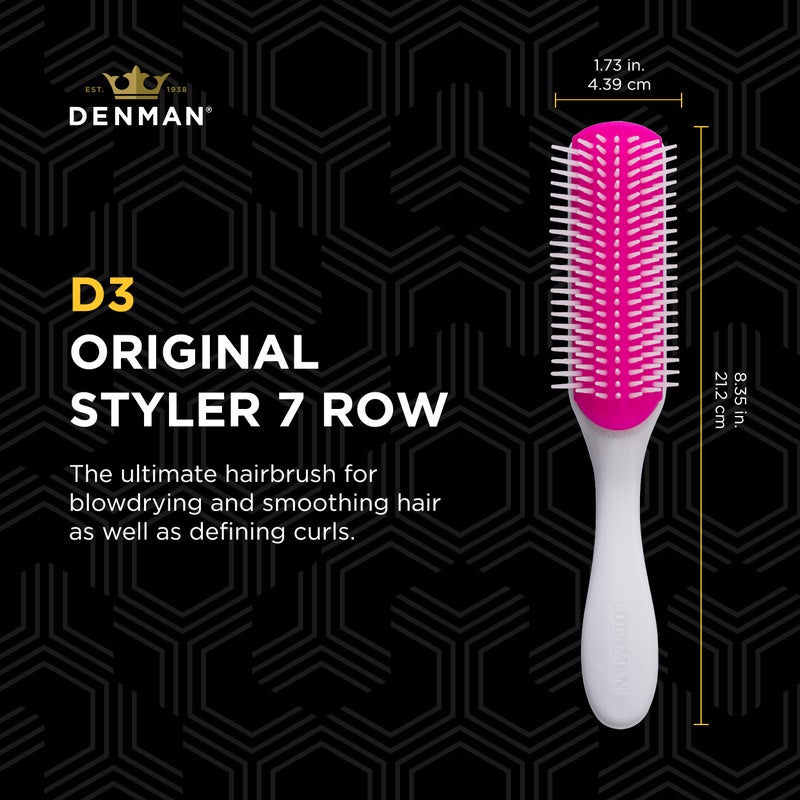 Denman Curly Hair Brush D3 (Cherry Blossom) 7 Rows Detangling, Separating, Shaping and Defining Curls - For Women and Men - Image 2
