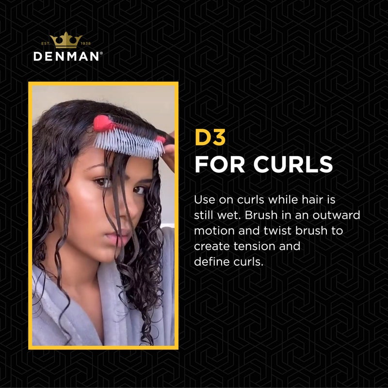 Denman Curly Hair Brush D3 (Cherry Blossom) 7 Rows Detangling, Separating, Shaping and Defining Curls - For Women and Men - Image 3
